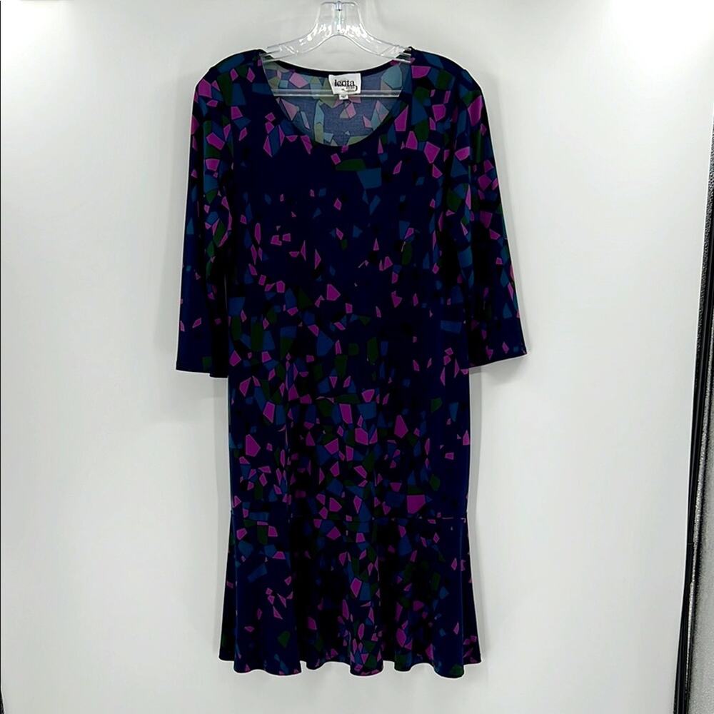 Leota Women's Scoop Neck Knee Length Dress - Navy Multicolor - Medium